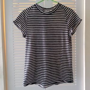 We The Free Black White Striped Short Sleeve T-Shirt Size L